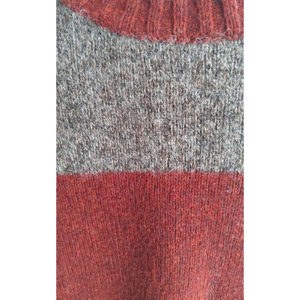 Y2K American Eagle striped preppy sweater sz L maroon gry wool blend  slim - Picture 5 of 9